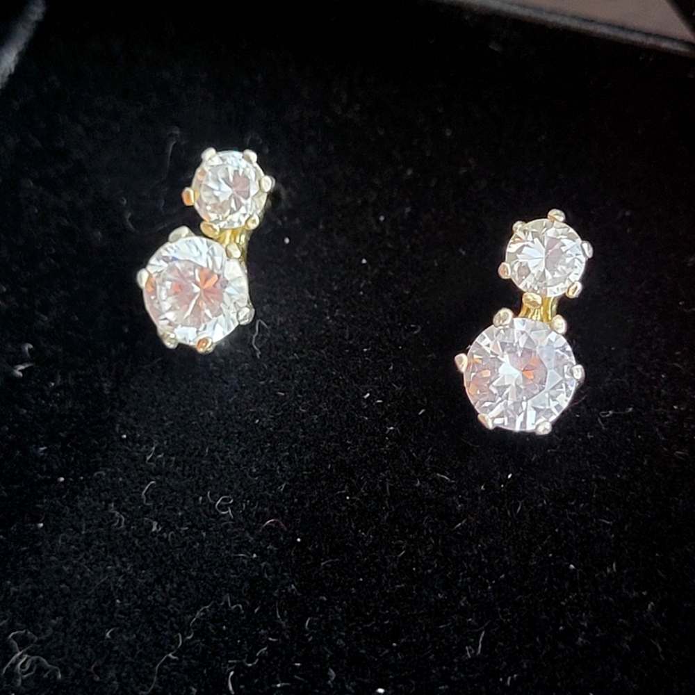 Italian Sterling silver 925 gold over earrings studs